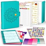 Budget Planner Deutsch A6, Finanzplaner, Haushaltsbuch zum Eintragen, Sparbuch für Geld, BudgetPlaner, Geldsparmappe, Budget Binder, Geld Organizer, Personal Organizer (türkis)