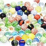 SHENSAIGO 100 Stück Glasmurmeln Glas, Kleine Glas Murmeln, 16mm Bunte Murmeln, Glaskugeln, Bunte Katzenaugen-Glasmurmeln für Murmelspiel Murmelbahn Kugelbahnen Vasen Pflanzendeko (1)