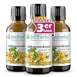 3 Johanniskraut hochdosiert Extrakt Tropfen Tinktur 50 ml – Tüpfel-Johanniskraut Hypericum perforatum L. Nervensystem Homocystein-Stoffwechsel & Bildung roter Blutkörperchen – Mit Vitamin B6 BIOHERBA
