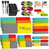 ATWAM 741 Magnetstreifen Beschreibbar Mega Set - Verschiedene Größen - 6 Farben - Scrum & Kanban - Beschreibbare Magnete - Für Whiteboard, Magnettafel, Magnetwand & Kühlschrank