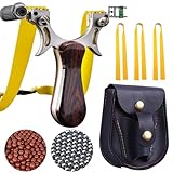 EVEJEG Zwille Schleuder, Schleuder Set, Schleuder Gummi, Schleuder für Erwachsene, Sport Outdoor Schleuder, 200 Stahlkugeln und 300 Tonkugeln, 3 Gummibänder, mit Visierfür die Jagd, Jagd