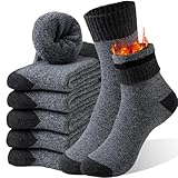 MOSOTECH Thermosocken Herren 5 Paar, Warme Dicke Wintersocken für Männer, Kuschelige Crew Socken mit Vollfrottee Innen, Thermo Outdoor Wandersocken, Größe 39-45