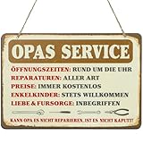 BETESSIN Opa Geschenk Geburtstag - OPAS SERVICE Schild aus Holz - Geburtstagsgeschenk für Opa - Lustige Geschenke für Opa zum Geburtstag und Weihnachten - Vatertagsgeschenke für Opa