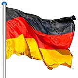 VINGO Fahnenmast,Deutschlandfahne 150 * 90 cm，Aluminium 6,5m witterungsbeständigem Flaggenmast und stabilen Bodenhülse veschönern Sie Ihren Garten