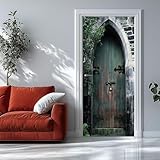 Selbstklebender Türaufkleber 100x200 cm – 3D Türtapete Retro-Holztür Rustikal – Seide Türposter für Wohnzimmer Schlafzimmer Kinderzimmer Tür Dekoration