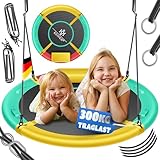 KESSER® Nestschaukel Tellerschaukel Hängeschaukel Rundschaukel Ø 100cm Schaukel bis 300kg belastbar mit Kissen & 4 Griffen verstellbar Kinderschaukel Indoor & Outdoor für Kinder & Erwachsene