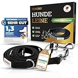 ZENOXO® [3m] Hundeleine | Schmutz- & wasserfest - Für mittlere & große Hunde - 4-Fach verstellbare Laufleine & Umhängeleine