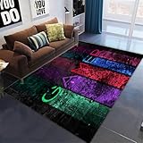 PEIHUODAN Gaming Teppich Jugendzimmer Kinderzimmer Gamer Deko 3D Anime Cool Bunte Gamingzimmer Teppiche Player Carpet Weicher Flanell-Teppich Kinder Bettvorleger (Farbe 1,160x200cm)