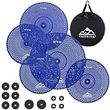 EASTRCOK Becken Set Low Volume Becken Pack Becken Set,14'hi-hat+16' crash+18' crash+20' ride mit Beckentasche und Beckenfilzen(Blau)