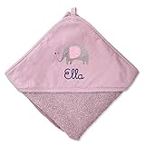 upstitch studio Kapuzenhandtuch für Baby (75x75cm) mit Namen personalisiert in Mauve/Lila für Mädchen aus 100% Baumwolle, Babyhandtuch