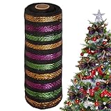 Weihnachts-Netzband, 9,1 m, gestreift, saisonale Dekoration, DIY-Schleifenband, für Heimdekorateure, Heimwerker, Hochzeitsschleifen, Kranz, Kamin, Esstisch