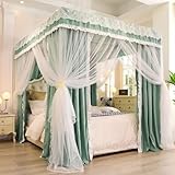Luxuriöses Moskitonetz-Baldachin für Doppelbetten und King-Size-Betten – elegante Viereck-Pfosten-Drapierung für Kinder und Erwachsene, perfekt für ruhigen Schlaf und Insektenschutz