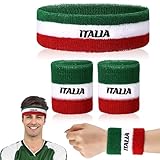 Jadive Schweißband Set - 1 Sport-Stirnband & 2 Handgelenk Schweißbänder im Flaggen-Design, Schweißabsorbierende Haarbänder für Damen & Herren, Ideal für Sport, Fitness & Verkleidung