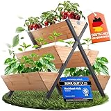 Vertikales Hochbeet Kräuterbeet aus Holz für Balkon & Garten - FSC®-zertifiziertes Vertikalbeet mit 3 Etagen | Umweltfreundliche Kräutertreppe mit 5 Pflanzflächen für Kräuter und Blumen