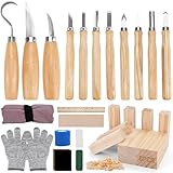 ZUSUZU Holz Schnitzwerkzeug Set,28 teiliges Schnitzset,Holz Schnitzen Set mit 11 Schnitzmesser,Schnittfeste Handschuhe,Schleifstein,Aufbewahrungsbeutel,DIY Carving Schnitzset für Kinder Erwachsene