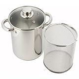 Luckyberg Spargeltopf hoch mit Glasdeckel 16cm, Spargeltopf Induktion, Dampfgarer 4,2l, Cromargan Edelstahl poliert, Topf Induktion mit Siebeinsatz, geeignet für Pasta, Spaghetti, Gemüse.