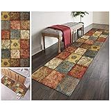 ZVEZVI Teppich Läufer Flur Küche rutschfest Waschbar Bunter Vintage Boho 40x60cm Boho Bunter Modern Kücheläufer Teppichläufer Polyester Meterware Anpassbar