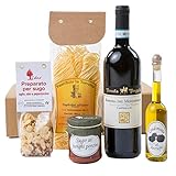 The Wine Guys Präsentkorb „Genussreise Piemont“ mit italienischen Spezialitäten: Piemonteser Feinkost und Barbera | Geschenkset mit Antipasti , Pasta Gewürz