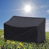 Gartenbank Abdckung 2 Sitzer, Wasserdicht Winddicht UV-Beständiges Bankabdeckung Schutzhülle für Bank Gartenmöbel, Oxford Gewebe Reißfest Gartenbank Abdeckhaube Abdeckplane - Schwarz (134x66x89/63cm)