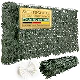 ELONEO maxVitalis Balkon Sichtschutz wetterfest 300x100cm in Blätteroptik, Balkonverkleidung inkl. 20 Kabelbindern, Sichtschutz Zaun, Sichtschutz Garten, Sichtschutz Terasse, grün