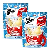 OH WOW Chocolate Mini Melting Snowman 2er Pack (2x120g) – Weiße Schokolade mit Marshmallow-Vanillecreme, je 12 Stück à 10g – Heiße Schokolade Schneemann – Trinkschokolade für Winter und Weihnachten