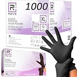 RMOVE 1000 schwarze Nitrilhandschuhe XL puderfrei, latexfrei, hypoallergen, 10 Boxen mit 100 Einmalhandschuhe für Kosmetiker, Tätowierer, medizinische Bereiche