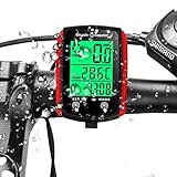 ZYWUOY Fahrradcomputer, wasserdichte Fahrrad kabelgebundener Tachometer und Kilometerzähler, LCD -Tacho, Geschwindigkeit Fahrradtacho Radcomputer, Englisch, Rot