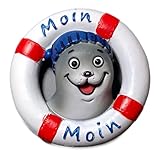 Magnet Rettungsring Moin Moin Robbe 6 cm Ø Maritim Kühlschrankmagnet Deko SRBG H6