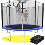 KINETIC SPORTS Trampolin Outdoor 'Salto Plus' Ø 244 cm – TÜV Rheinland geprüft, Komplett-Set für Kinder, USA Sprungtuch, Netz, Randpolster, Leiter – bis 120 kg, Blau