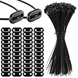 Sinmoe 300 Set Sichtschutz Befestigung Set inklusive Kabelbinder und Befestigung Montage Plättchen PVC Befestigungskit für Sichtschutzmatten Gartenzäune Blickschutz Terrasse Garten Balkon(Schwarz)