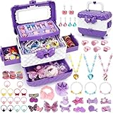 Jooful Schmuck Kinder Spielzeug, 95 Stück Schmuckset Mädchen 3 4 5 6 7 8 9 10 Jahre, Kinder Schmuck Set mit Haarspangen & Haargummis, Weihnachts Geburtstag Geschenke Mädchen 3-12 Jahre