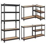 Yaheetech 5-stufiges Lagerregal Schwerlastregal mit verstellbaren Regalböden 75x30x153cm Kellerregal Standregal Steckregal je Fach bis 175kg belastbar, Schwarz