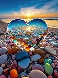 Puzzle 1000 Teile, Jigsaw Puzzle Erwachsene 1000 Teile Herz Kieselsteine Strand Klassische Puzzles Als Geschenk und Wanddekoration
