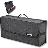 Organizer Freddy Kofferraum Organizer Faltbar & Extra Stabil, Rutschfest mit Klettbändern – Praktisches Auto Gadget & Auto Zubehör Kofferraumtasche aus Filz für Ordnung im Auto