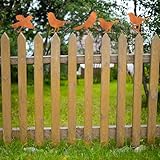 Deko Für Teich Vogel-Set mit 5 Zaundekorationen für den Außenbereich, Metallvögel, Bastelstatuen, Ornamente, perfekte Gartenkunst und große Ornamente den Außenbereich, Zaunaufsatz und Vogel