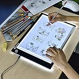 Lichtkasten Zeichenbrett A4 Led Licht Pad Leuchttisch mit Helligkeit einstellbar für Künstler, Copyboard, dimmbar leuchtplatte , Led Pad (A4-Schwarz)