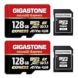 GIGASTONE MicroSDXC Express Speicherkarte, 128 GB, SD 7.1, Geschwindigkeit bis zu R/W 880/500 MB/s, für Nintendo-Switch 2, professionelle Kamera, A1 V30 U3, mit 2 SD-Adaptern, 2 Stück