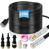 Lospitch Rohrreinigungsschlauch Set 20M, mit Düsen starr + rotierend, 3 Adapter, für handelsübliche Hochdruckreiniger, universelles Rohrreinigungs Set