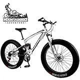 GSACLKES Mountainbikes, Dual-Federumountainmit Mechanischen Scheibenbremsen, Fat Tire Mountain Trails Für Erwachsene Männer Frauen, High Carbon Steel Mountain, Verstellbarer Sitz, Rot, 24 Zoll 7 Gesch
