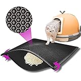 Loriketty Katzenklo Matte Doppelschicht Katzenklo Pad Geeignet für Katzentoilette Waben Design Matte für Katze Hund Tier 38x61cm Schwarz Matte