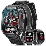 MEGALITH Smartwatch Herren Fitness Uhr: 1,96 Zoll Wasserdicht Sport Fitnessuhr mit Telefonfunktion - Tracker Pulsmesser Schrittzähler Smart Watch Männer Kompatibel Android iOS