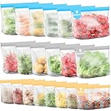 Cisivis 20er Pack Wiederverwendbare Aufbewahrungsbeutel, Gefrierbeutel und Silikonbeutel, Silikon-Lebensmittelbeutel, Sandwichbeutel, Küchenbeutel für Brot, Milch, Snacks, Fleisch - Klein/Mittel/Groß