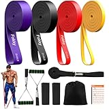 Fokky Fitnessbänder Resistance Bands Set mit 4 Stufen, Widerstandsbänder mit Türanker, Griffen, Schutzhülle, Tragetasche&Trainingsanleitung, Klimmzug Bänder für Stretching/Yoga/Klimmzüge/Krafttraining