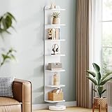 Hzuaneri Regal, 7-stufiges Standregal, modernes Design Bücherregal, Wandregal, Bücherschrank, freistehend wandmontiert, für Arbeitszimmer, Wohnzimmer, Schlafzimmer, 24 x 30 x 186 cm, weiß BC88803X