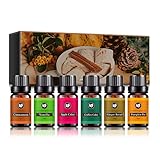 Baixia Ätherisches Öl-Set, 6-teilige Aromatherapie-Öle, Reine Diffusoröle, enthalten Kaffeekuchen, Zimt, Vanille, Lebkuchen, Apfelwein, Kürbiskuchen, Weihnachtsgeburtstagsgeschenk