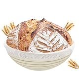Ghazpmuk Gärkörbchen, Gärkorb, Rundes Gärkorb Zum Brotbacken-Set, Brotkorb Mit Waschbarem Leineneinsatz, Leicht Zu Reinigen Brot Backen Zubehör, für Professionelle und Häusliche Bäcker, Brotbacken
