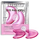 YEAUTY ENERGY ELIXIR EYE PAD MASK, feuchtigkeitsspendende Augenpads mit Pink Grapefruit, Hyaluron und Vitamin C, erfrischt und belebt die Haut für einen vitalen Teint, 1x 2 Stück