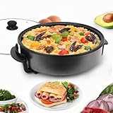SUPERLEX MultifunktionalePfanne 9,6 Liter, Elektrische Multipfanne mit Deckel 42x7 cm 1500Watt, Elektropfannen Pizzapfanne, Elektrisch Partypfanne
