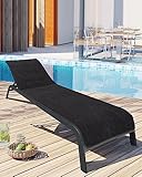 LAYNENBURG 2er-Set Premium Schonbezug für Gartenliege - 100% Baumwolle - Oeko-TEX 100 - Frottee Handtuch-Bezug Sonnenliege - Liegenbezug mit Umschlag für Standliege, Liege-Stuhl (75x200 cm Anthrazit)