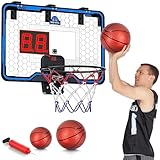 Hot Bee Faltbarer Groß Basketballkorb 60 x 40 cm, Indoor Basketballkorb Tür für Kinder Erwachsene, LED-Anzeige, Zwei Bällen, für Zuhause, Schlafzimmer und Büro, Geschenk für Jungen 12-18